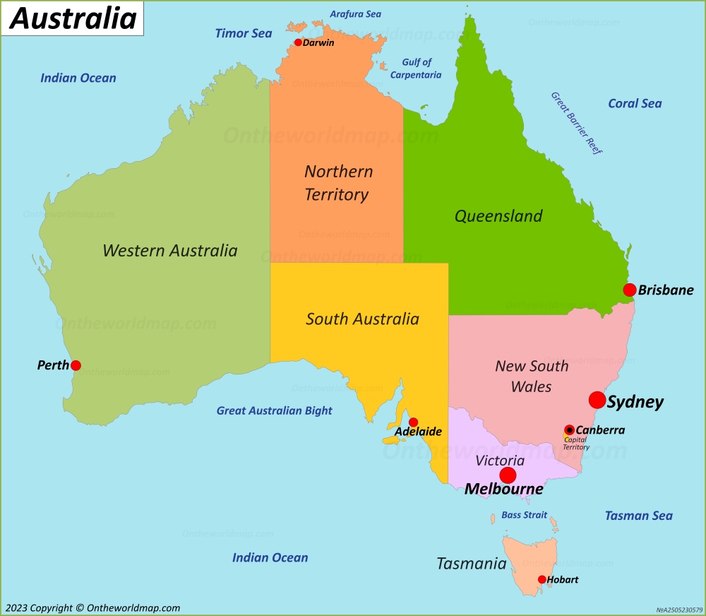 Australia States And Capitals Map | List of Australia States, Territories, and Capital Cities